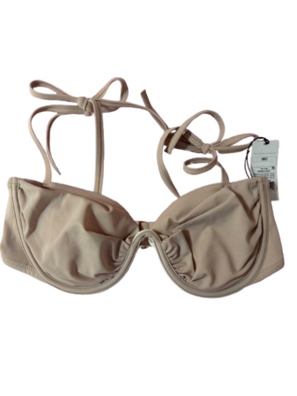Shade & Shore NWT Women’s Beige Underwire Tie-Back Bikini Top NWT Size 36C